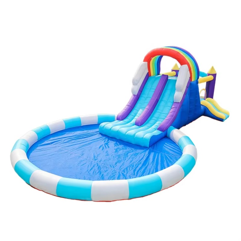Kids Outdoor Inflatable - Dev Gökkuşağı Şişme Su Kaydırağı Çocuklar