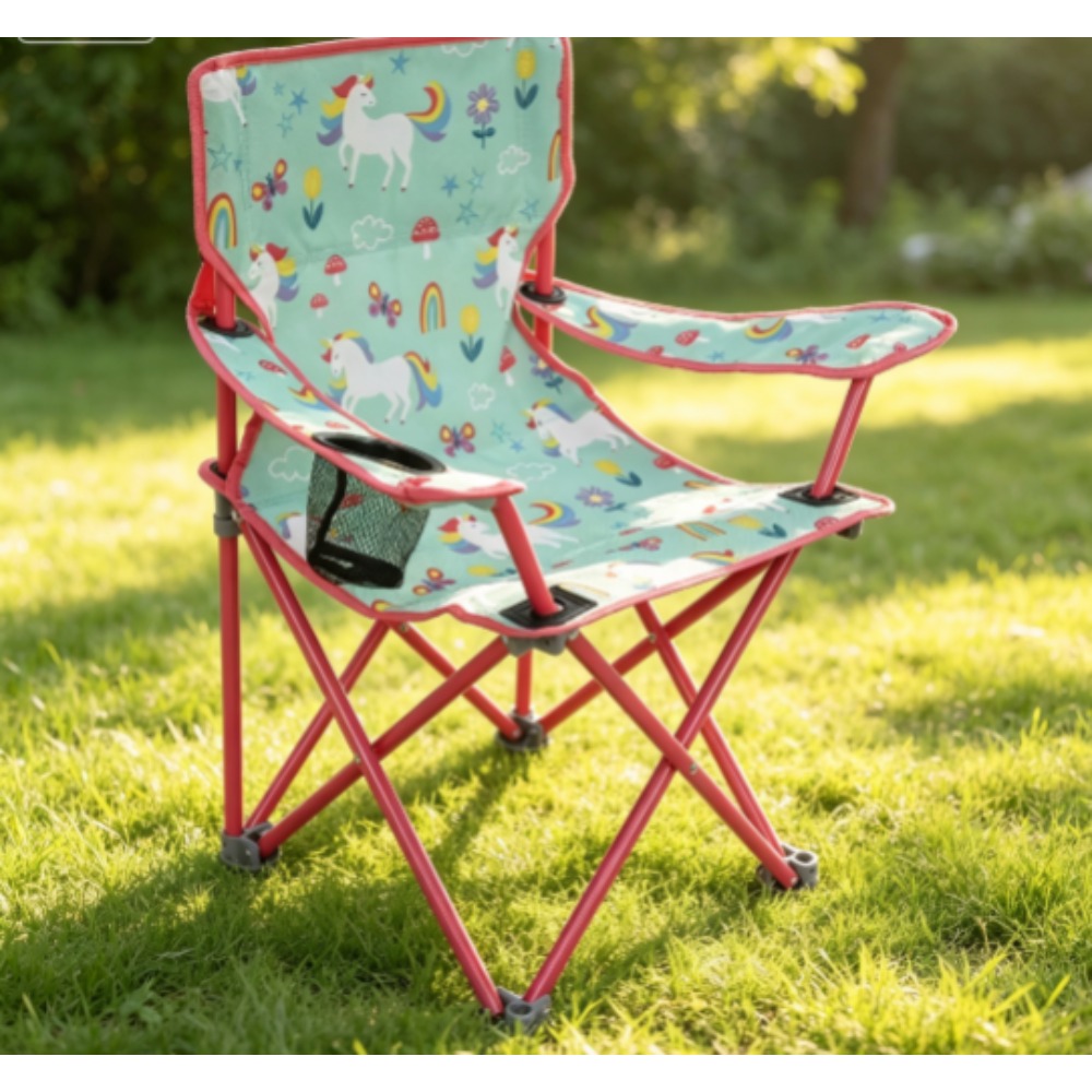 Kids Unicorn Outdoor Chair - Taşınabilir Çocuk Katlanır Kamp Sandalyesi Güvenlik