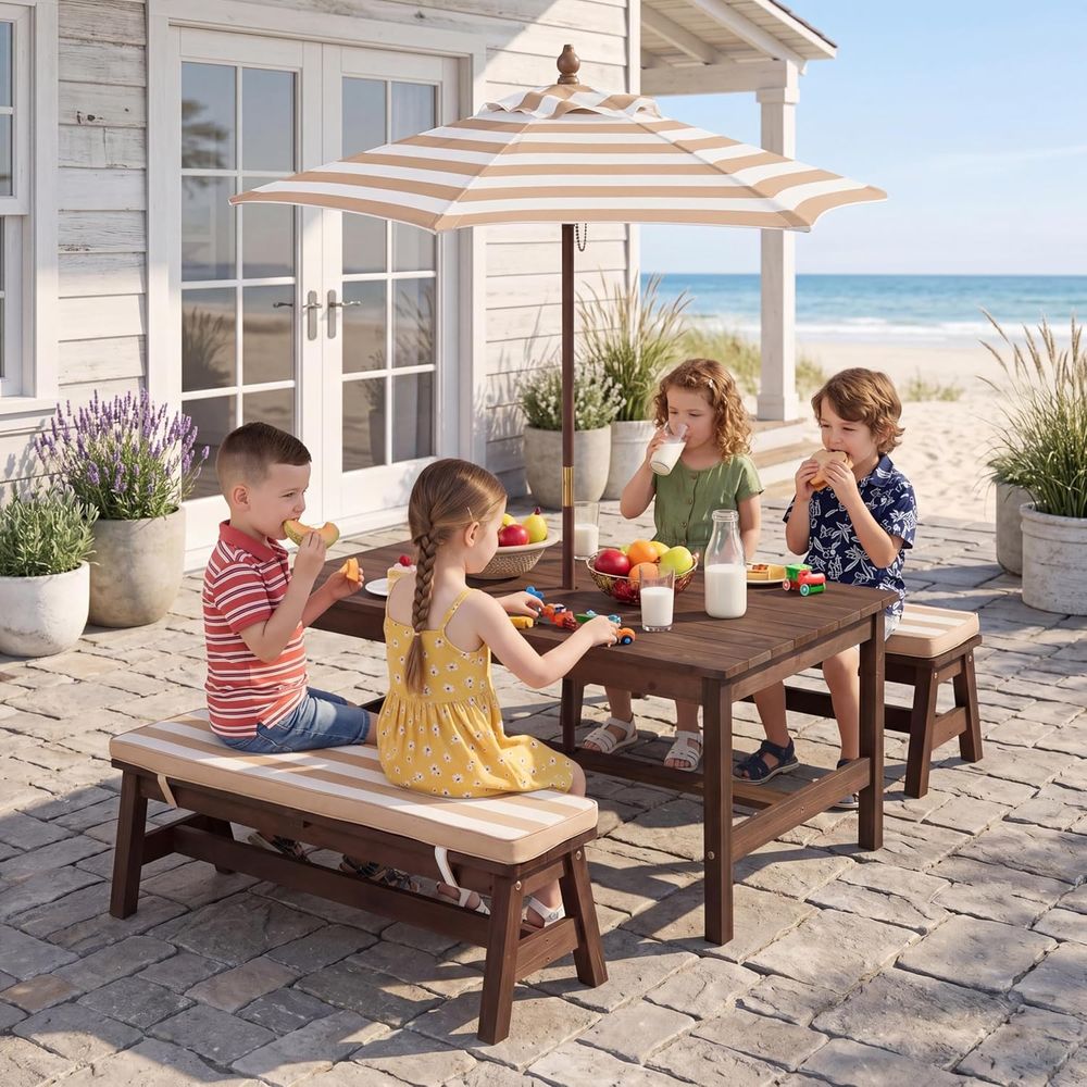Kids Outdoor Umbrella For Table - Çocuk Piknik Masası, Büyük 42“x 23”