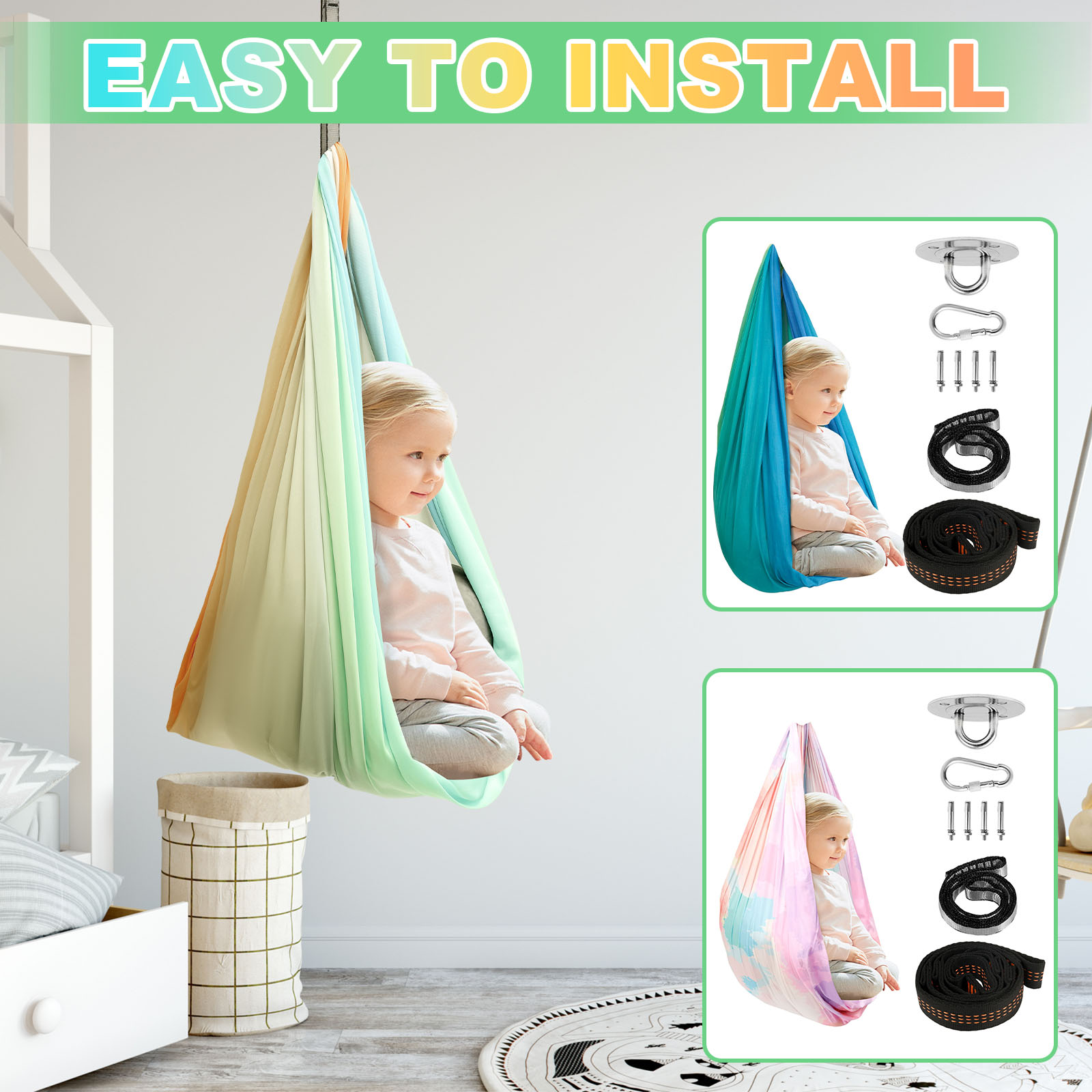 Kids Outdoor Hammock Swing - Duyusal Salıncak Sakinleştirici Sıkıştırma Terapisi Salıncak