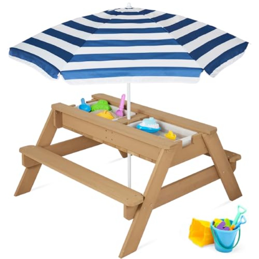 Kids Outdoor Umbrella For Table - Açık hava çocuk piknik masası, şemsiyeli,