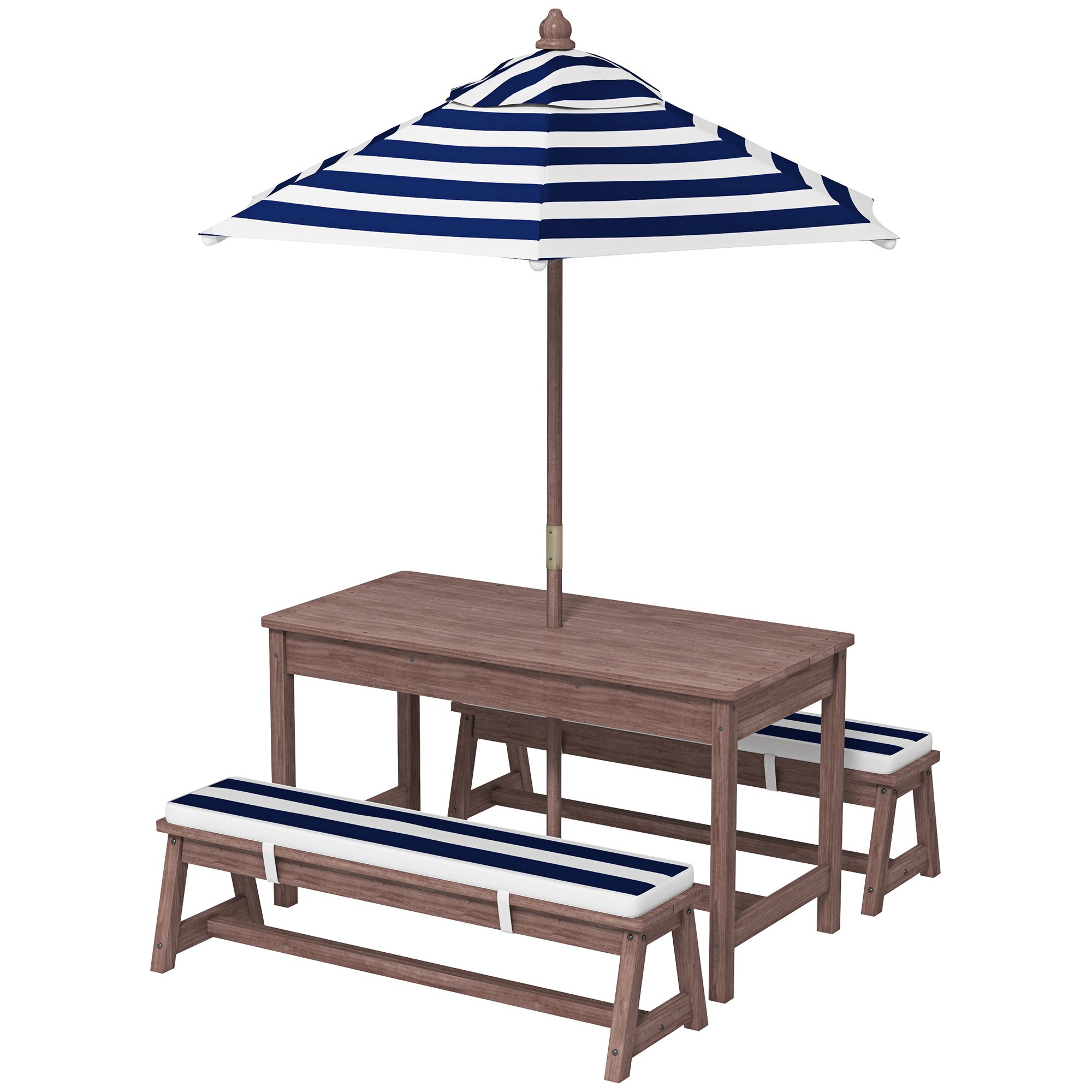 Kids Outdoor Umbrella For Table - Açık Hava Ahşap Çocuk Piknik Masası