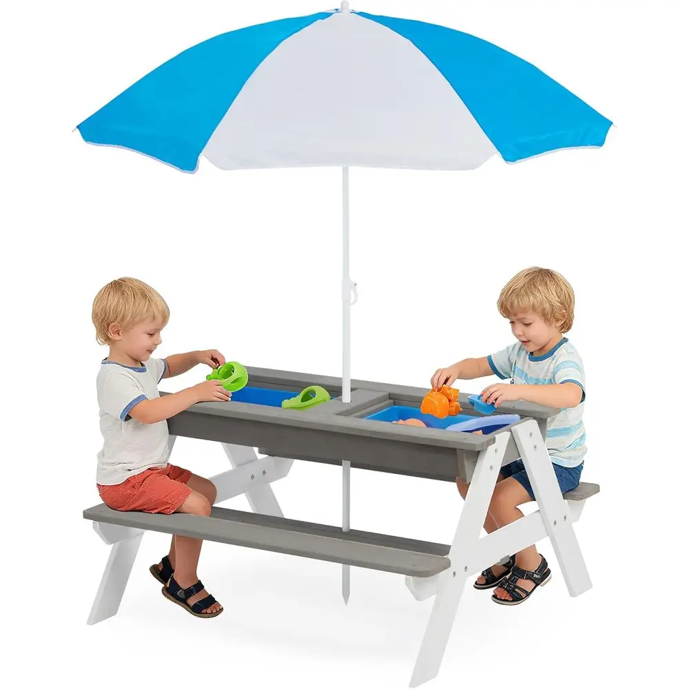 Kids Outdoor Umbrella For Table - Çocuklar için 3'ü 1 Arada Ahşap