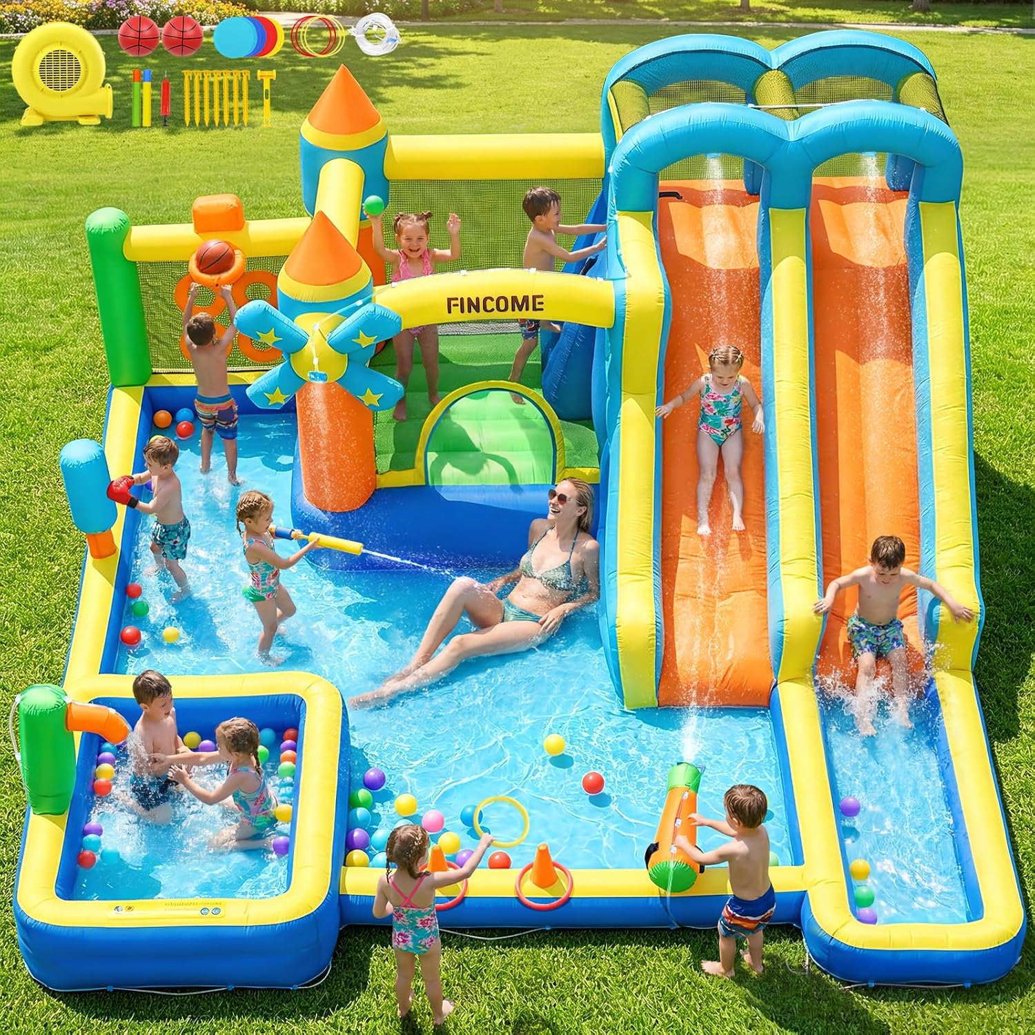 Kids Outdoor Inflatable - 10'u 1 Arada Şişme Oyun Parkı,