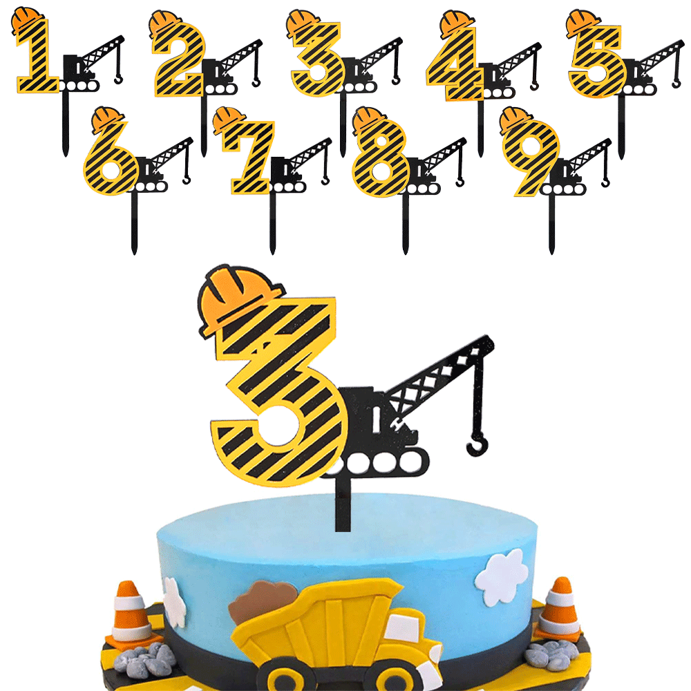 Kids Outdoor Excavator - Inşaat Ekskavatör Akrilik Kek Topper Çocuk