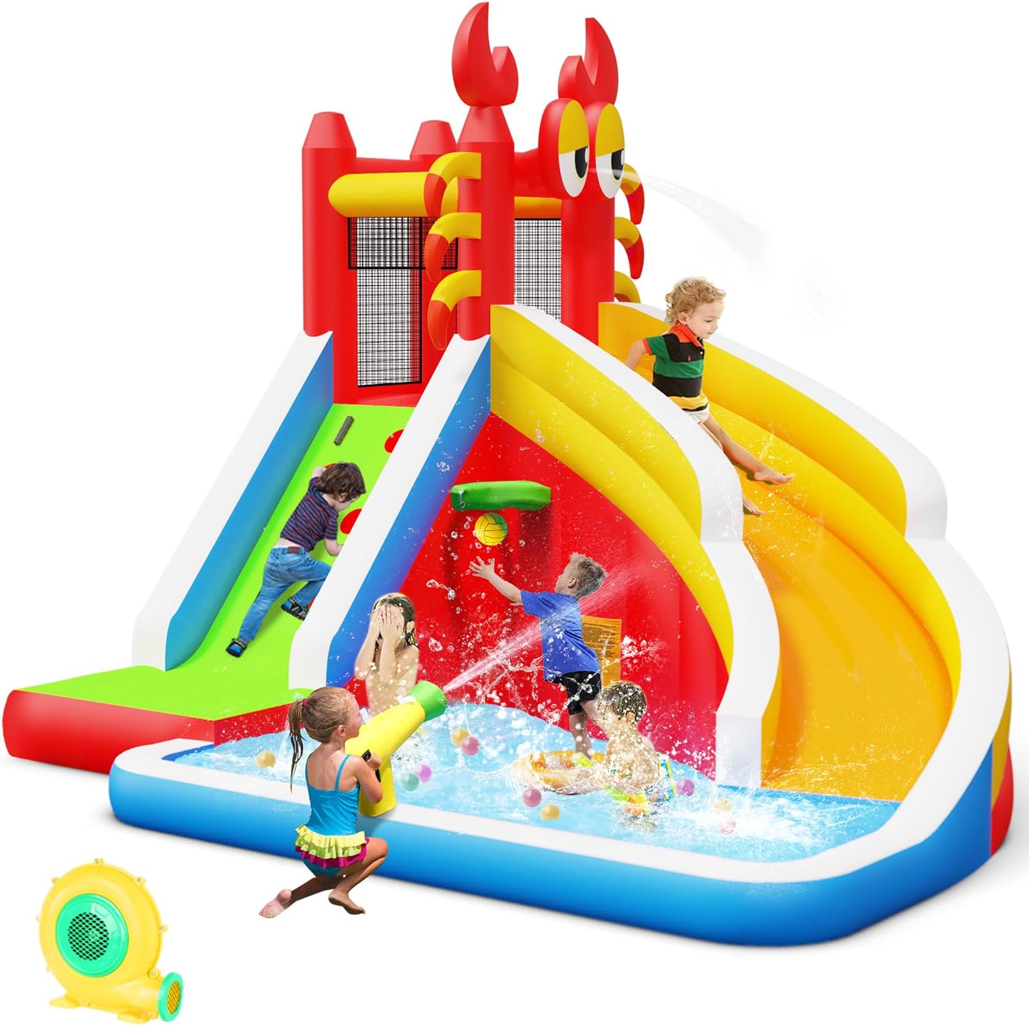 Kids Outdoor House - Çocuklar için Su Kaydıraklı Büyük Şişme