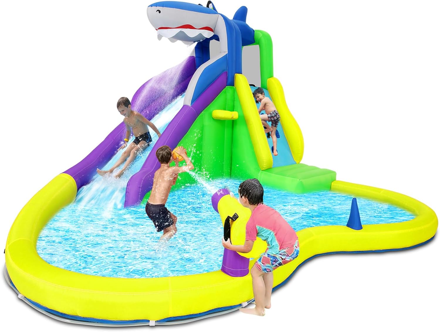 Kids Outdoor House - 13x14FT Şişme Oyun Evi, Su Kaydırağı,