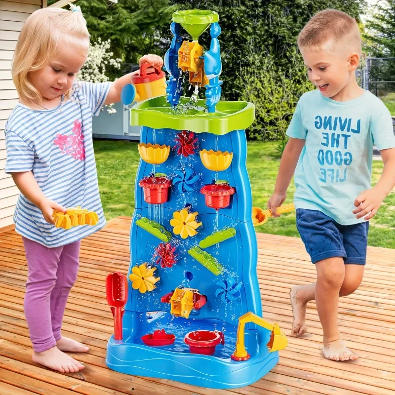 Kids Outdoor Sensory Table - Şelale Keşif Duvar Çocuklar Çift Taraflı
