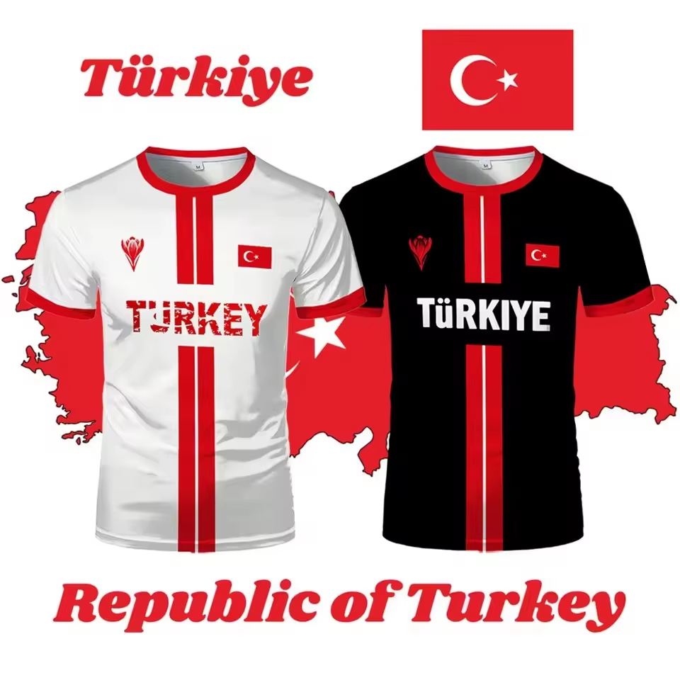 Kids Outdoor Clothing - TURKIYE Bayraklı 3D Baskılı Spor Hızlı
