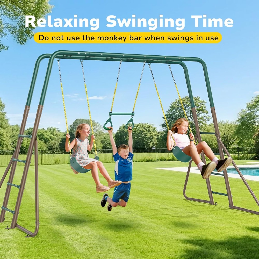 Kids Outdoor Monkey Bar Set - Ağır Hizmet Tipi Metal Dış Mekan
