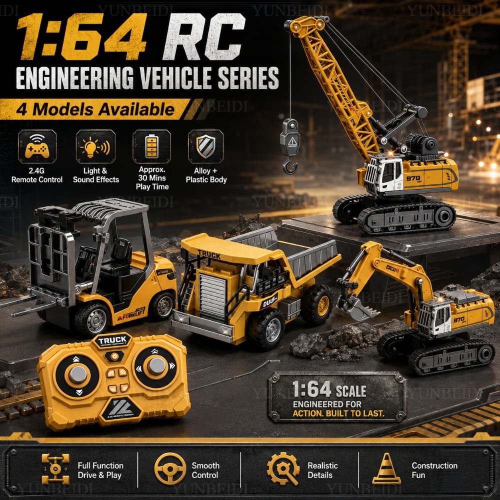 Kids Outdoor Excavator - Uzaktan Kumandalı Mini Alaşım Araba 1:64