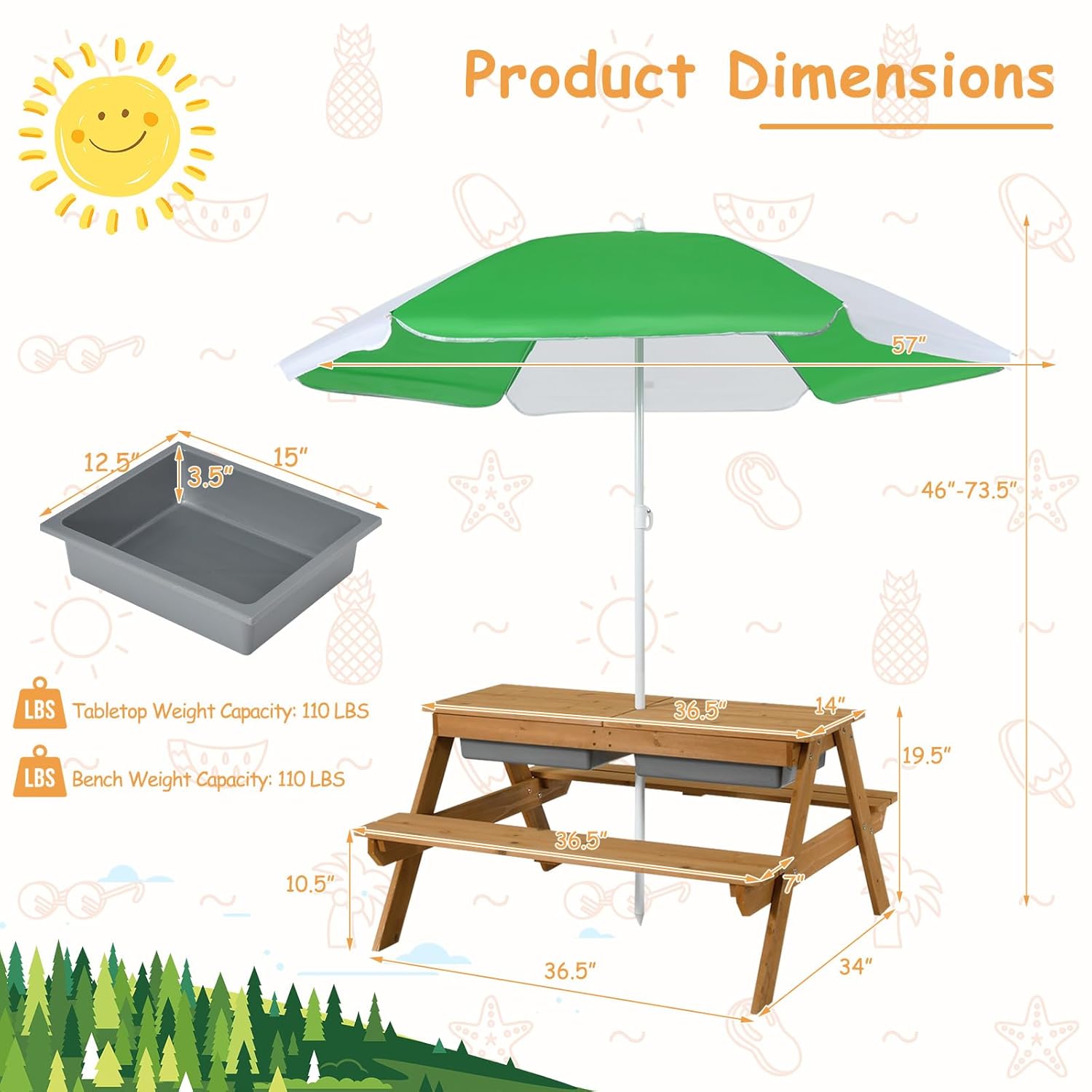 4'ü 1 Arada Sedir Çocuk Piknik - Kids Outdoor Umbrella For Table incelemesi ve fiyatı