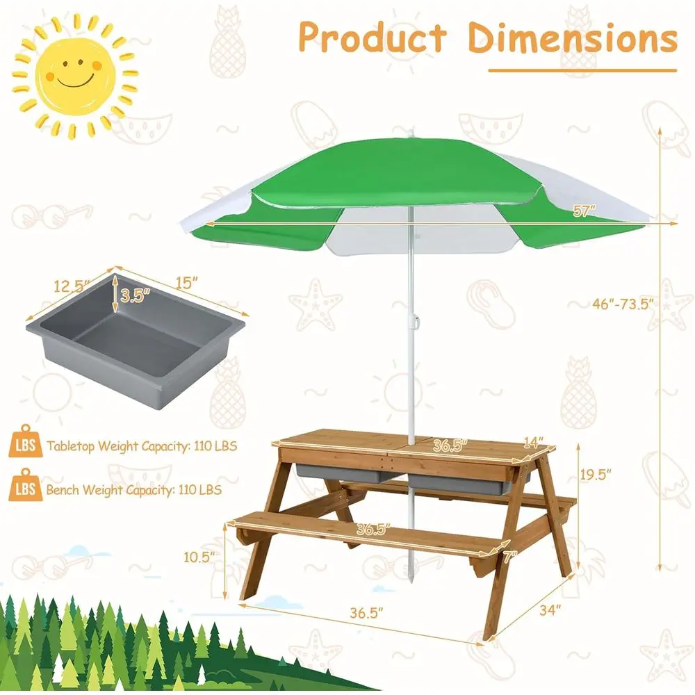 Çocuklar için Çıkarılabilir Ku - Kids Outdoor Umbrella For Table incelemesi ve fiyatı