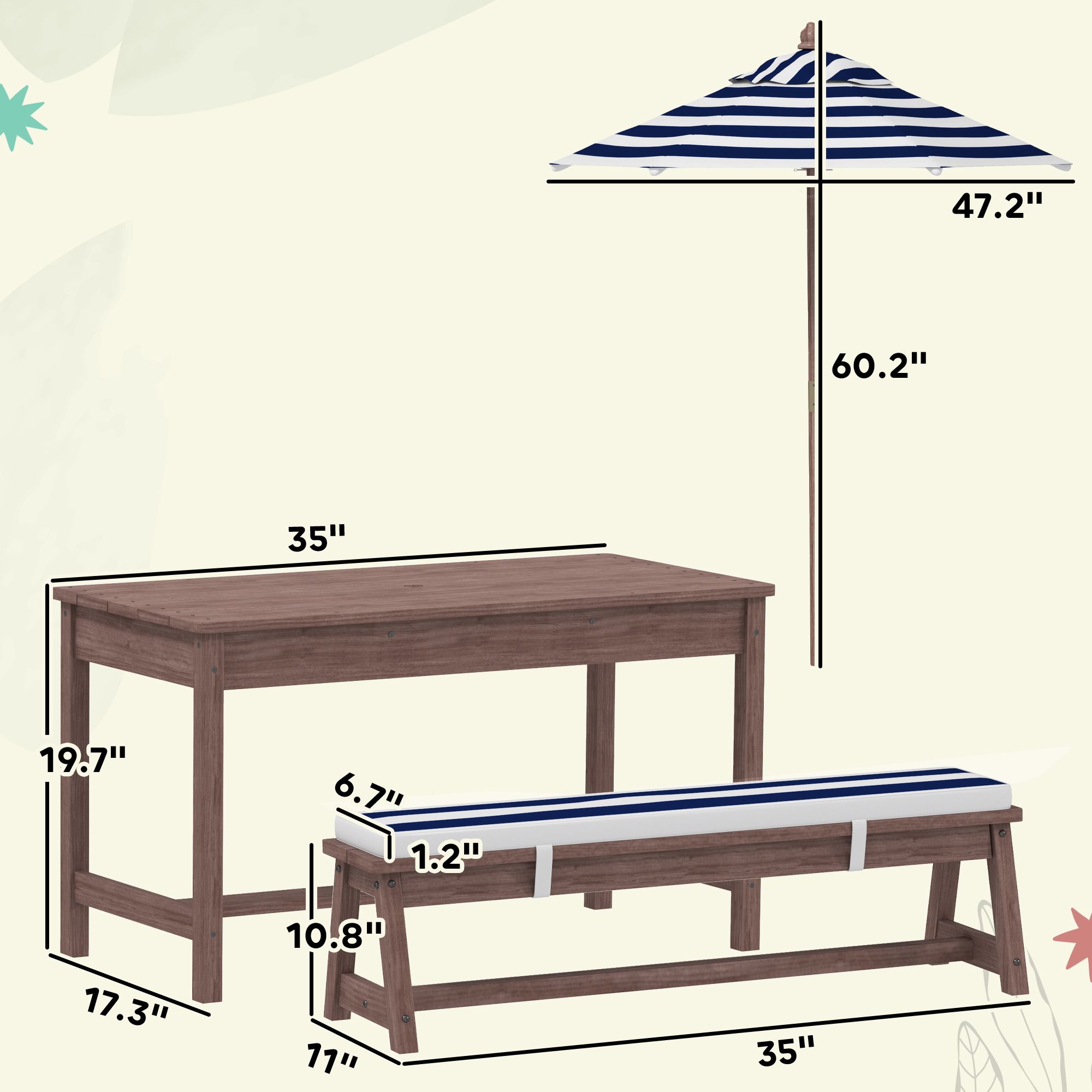 Açık Hava Ahşap Çocuk Piknik M - Kids Outdoor Umbrella For Table incelemesi ve fiyatı