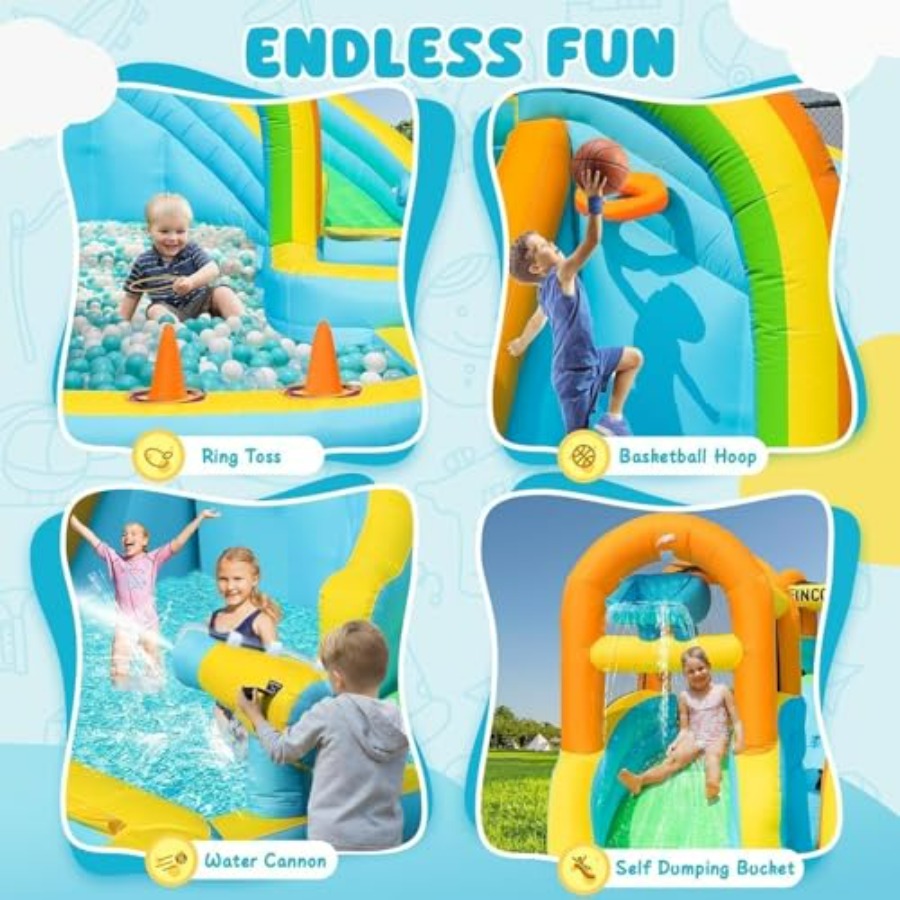 Çocuklar için sıçrama havuzu,  - Kids Outdoor Inflatable Water Slide incelemesi ve fiyatı