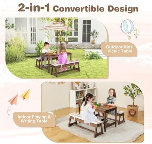Çocuk Piknik Masası, Çıkarılab - Kids Outdoor Umbrella For Table incelemesi ve fiyatı