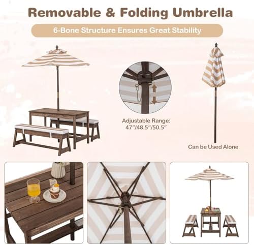 Çocuk Piknik Masası, Çıkarılab - Kids Outdoor Umbrella For Table incelemesi ve fiyatı