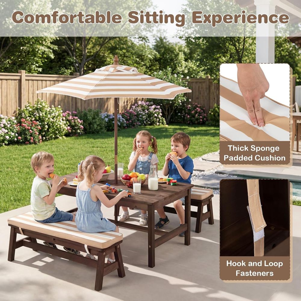 Çocuk Piknik Masası, Ahşap Küç - Kids Outdoor Umbrella For Table incelemesi ve fiyatı